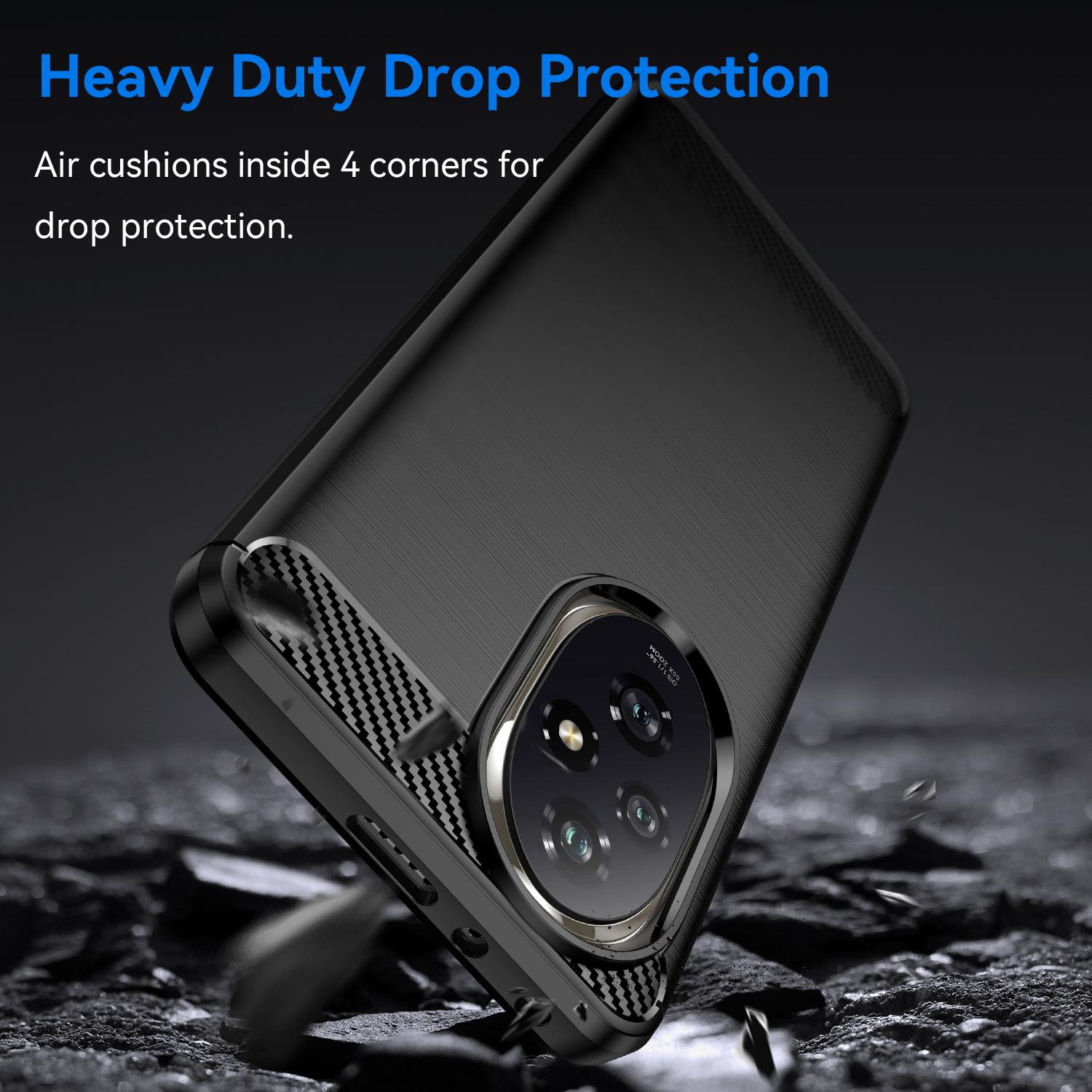 

For Honor 200 5G Case Carbon Fiber Texture Brushed TPU Soft Phone Cover Black