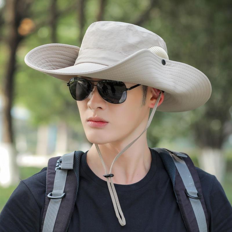 Summer big brim breathable net fishing climbing hat travel bucket hat women outdoor sunscreen sunshade foldable quick drying