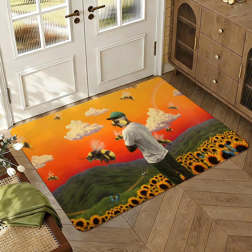 The Cool T-tyler Creator Floor Mat Soft Thickened Absorbent Non-Slip Bedroom Living Room Door Mat Home Decor Flannel Rugs