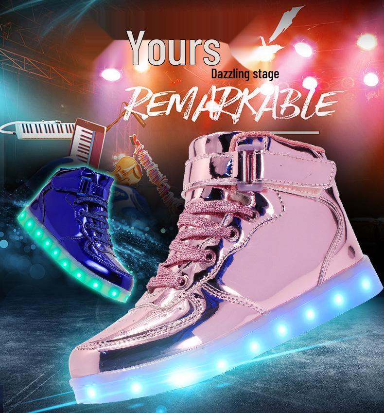 LED Light-Up High-Top Kids' Fashion Sneakers