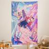1pc Pastel Harajuku Anime Girl Tapestry, Aesthetic City Street Wall Hanging, Kawaii Star Print Tapestry for Bedroom Dorm