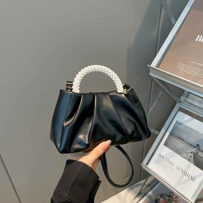 Pleated Fashion Pearl Handbag Spring New Versatile Texture Shoulder Crossbody Small Square Bag