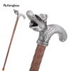 Silver Dragon Wooden Single Joint Fashion Walking Stick Decorative Cospaly Cane Halloween Mace Crutch  Wand Crosier 95cm
