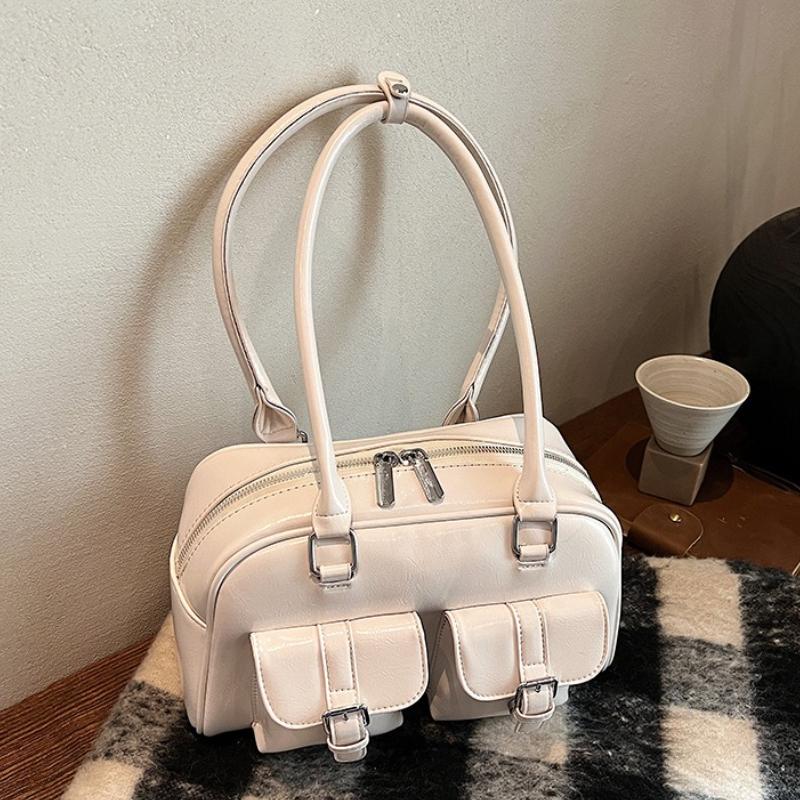 Retro PU Leather Double Pockets Underarm Bags For Women 2026 Winter Y2K New Korean Fashion Female Shoulder Bag Stylish Handbags