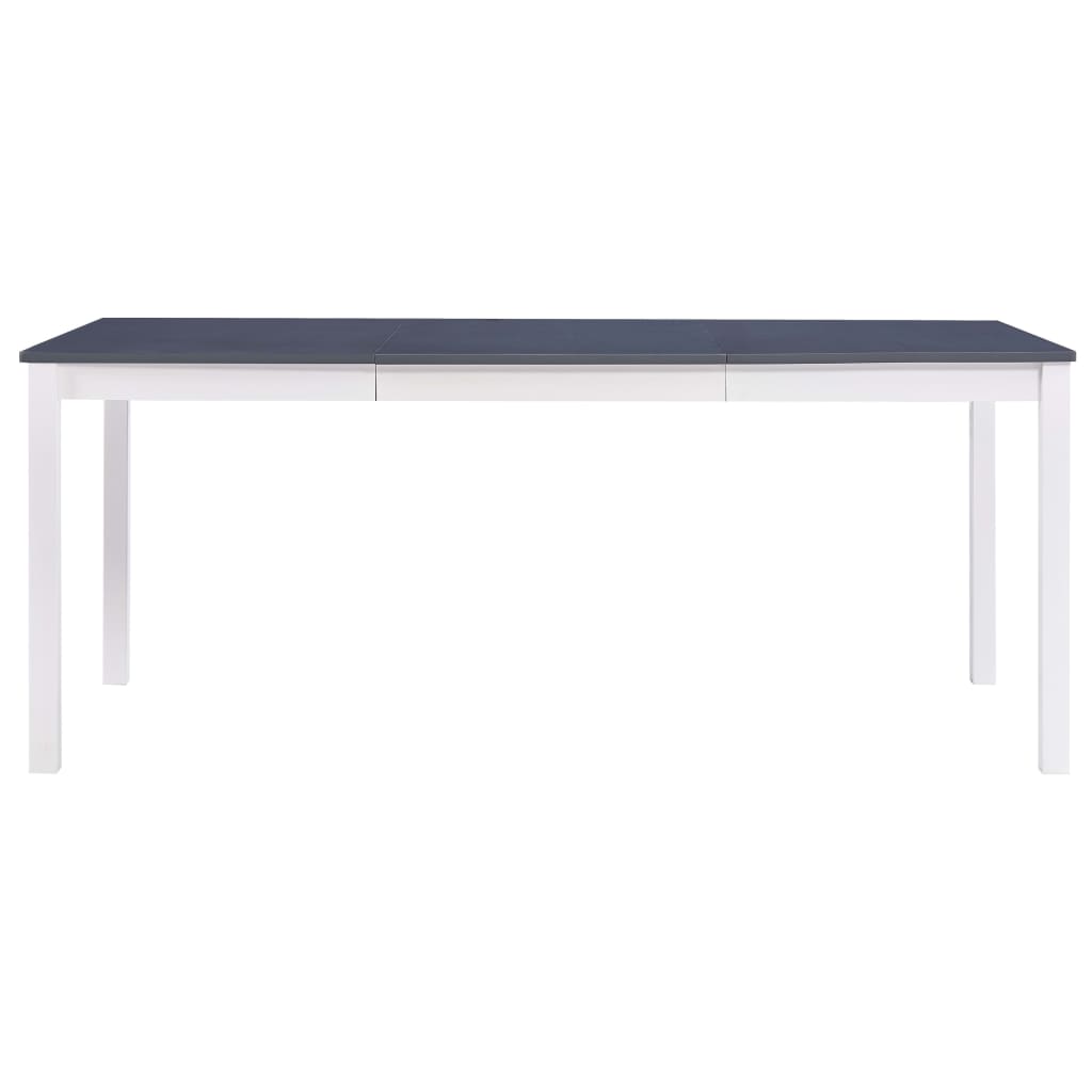 Dining Table White and Gray 180 x 90 x 73 cm Solid Pine Wood