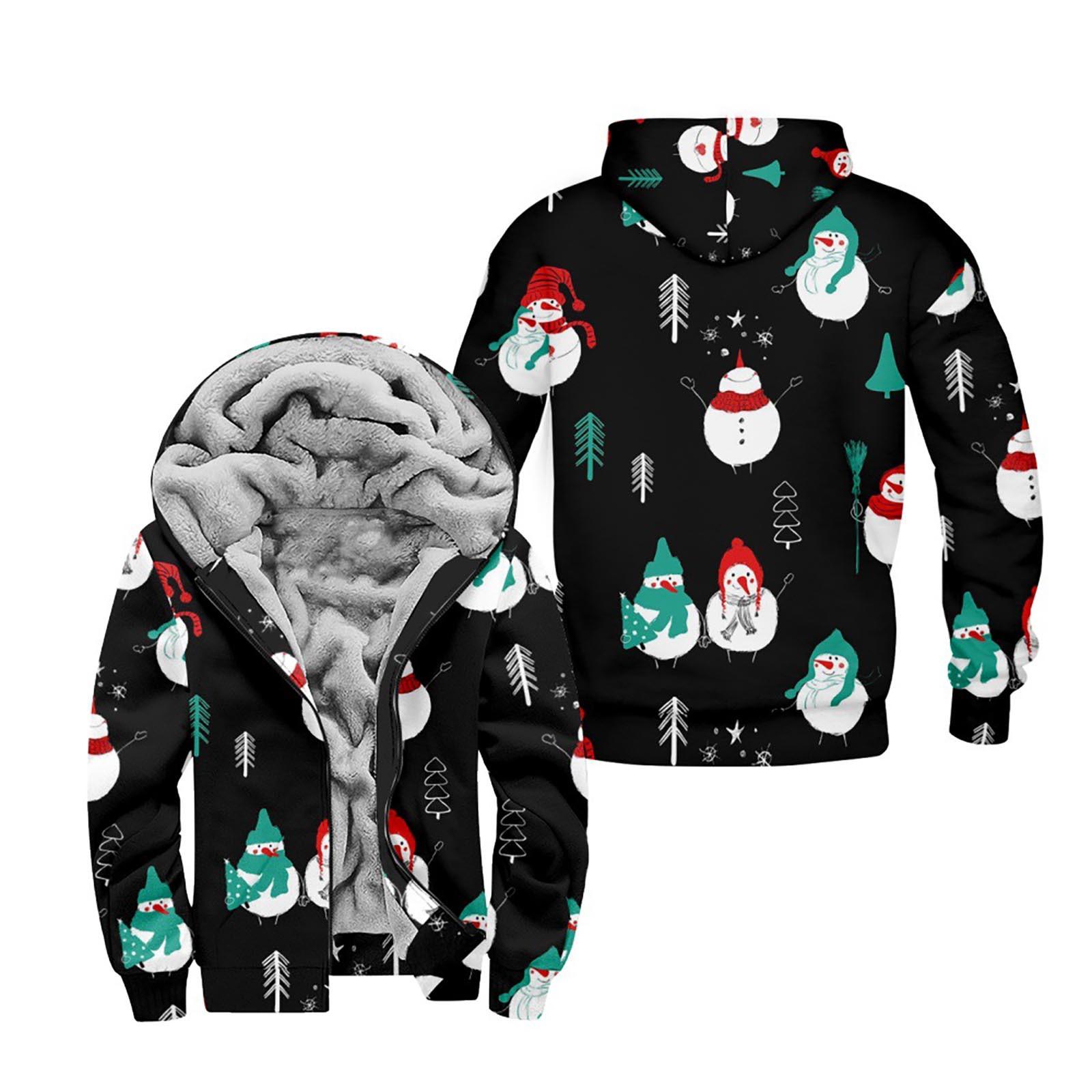 

Мужской индивидуальный повседневный свитер на молнии с длинным рукавом и принтом, толстый хлопковый костюм, зимний костюм XXXXL чёрный