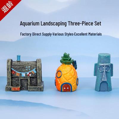 Pineapple House Aquarium Set: 3-Piece Fish & Shrimp Hideout Ornaments for Tank Decoration