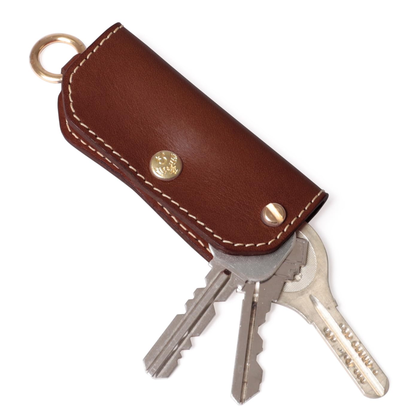 

Key Case Mini Tochigi Leather Compact Slim Small Genuine Leather Made in Japan Fukuro [HUKURO] -Edge- Men s коричневий