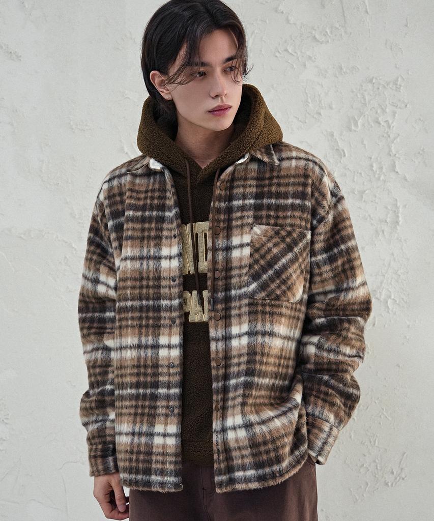 Avandress Sanders Check Shirt Jacket Brown