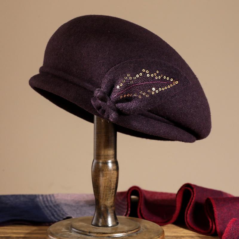 Hat lady autumn and winter wool beret temperament mother elegant fashion milliner retro versatile thermal hat