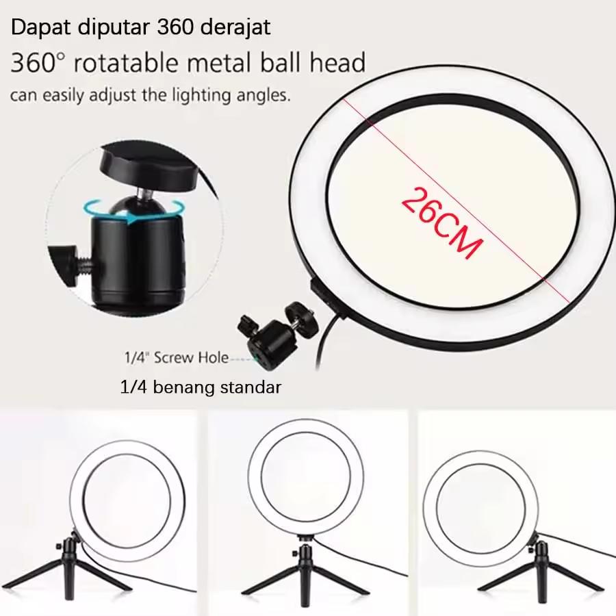 LED Selfie Ring Light 10 inch USB Plug 3 Color Light Photography Light Video Recording Direct Broadcast Fill Lights