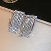 European and American Silver Needle Diamond-encrusted Round Fringed Stud Earrings French Light Luxury Earrings Niche Design Earrings
