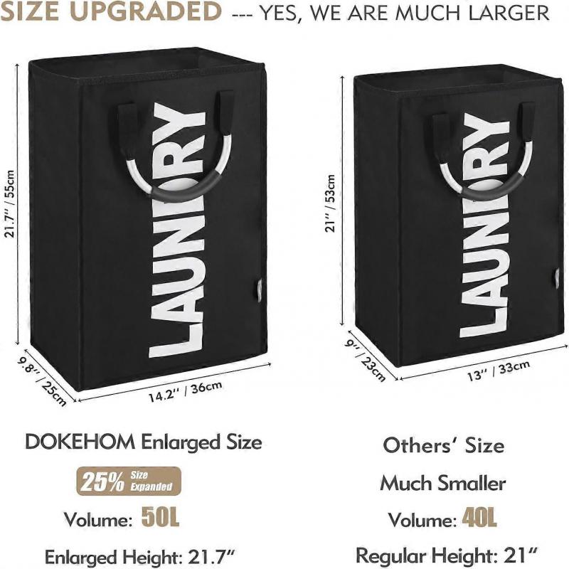 40L Collapsible Washing Laundry Basket Bag for BedroomFabric (Black)