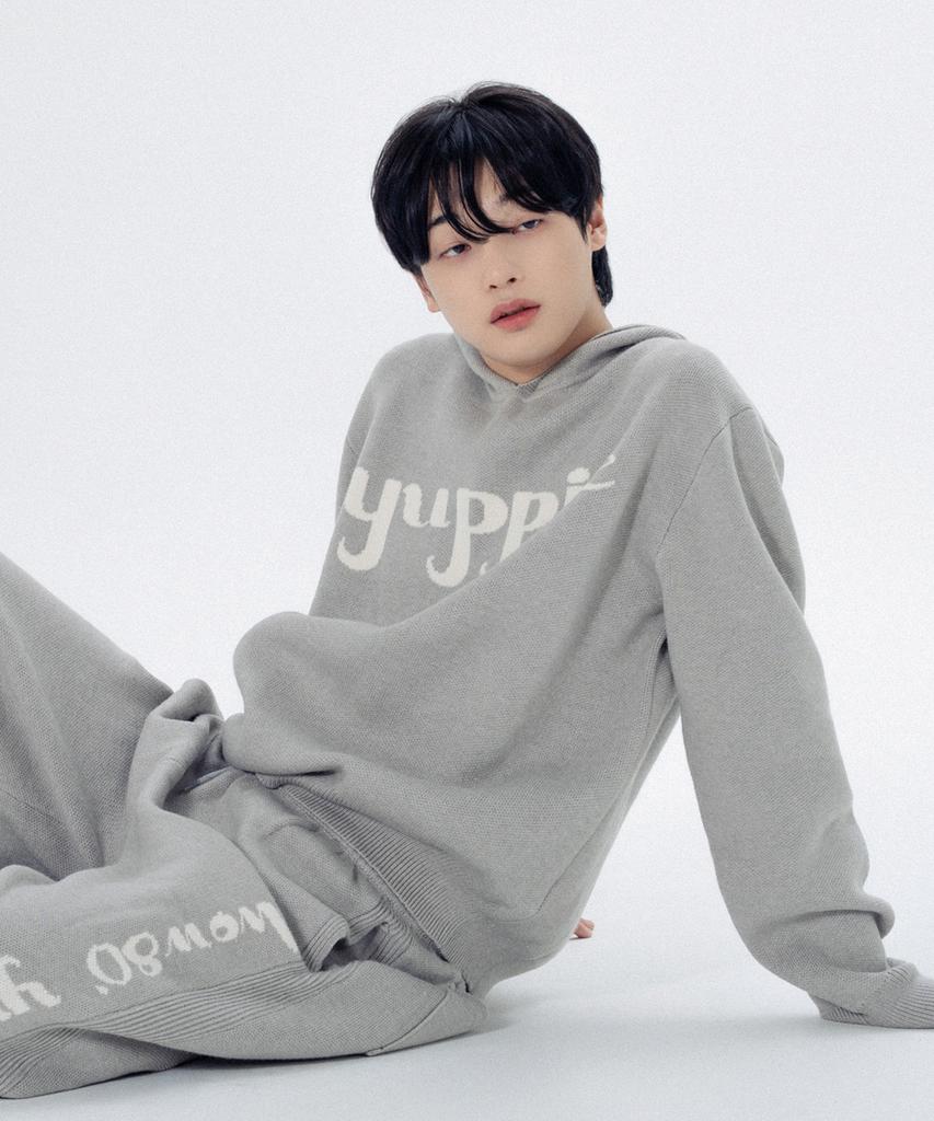 MAYOL Men'S Yuppie Knit Hoodie Pants Set Melange Grey