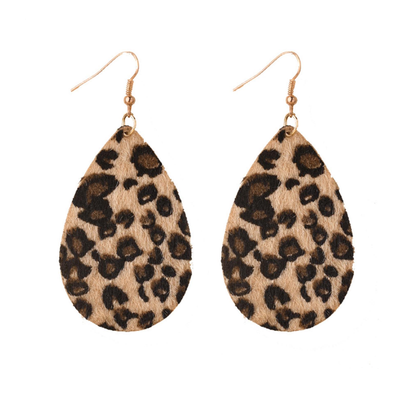 Серьги-капли из искусственной кожи с двусторонним креплением, серьги из кожи с леопардовым принтом. One Size