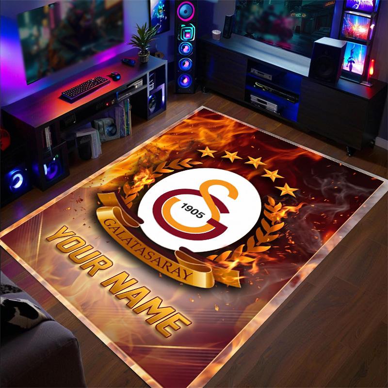 Crystal Velvet Rug Galatasaray FC Print Custom Name Text Floor Mat Home Decor