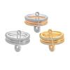 925 Sterling Silver Jewelry 3 Seperate Color Crystal Paperclip Finger Rings for Women Wedding Party Jewelry Girls Friend Gift