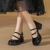 Mary Jane Shoes Women's Spring and Summer New Shallow Mouth One-word Buckle Strap Beautiful High Heels Platform Small Leather Shoes