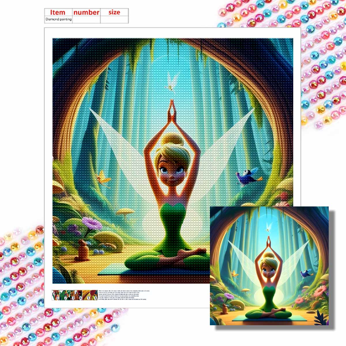 

5D DIY Diamond Painting Decorative Fairy Yoga Full Round Drill Scenery Diamond Embroidery Cross Stitch Kits Home Decor Gift Round 20x20cm