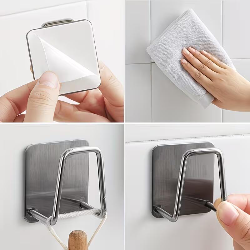Portaspugne in Acciaio Inossidabile per Lavello da Cucina Senza Foratura Adesivo Organizer per Lavello con Ganci per Spugne e Spazzole