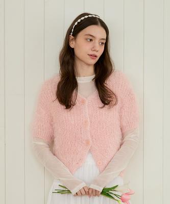 PINK PINEAPPLE Mesh Sheer Simple Top_Ivory