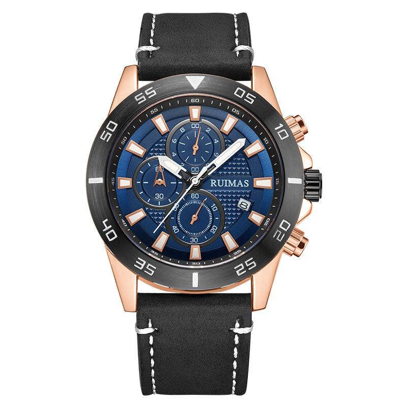 Watch Men S Watch Chronograph Calendar Luminous Waterproof Leather Men S Watch 572G