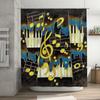 Vintage Black Musical Notes Shower Curtain with Yellow Accents Decorative Bathroom Textiles for Home