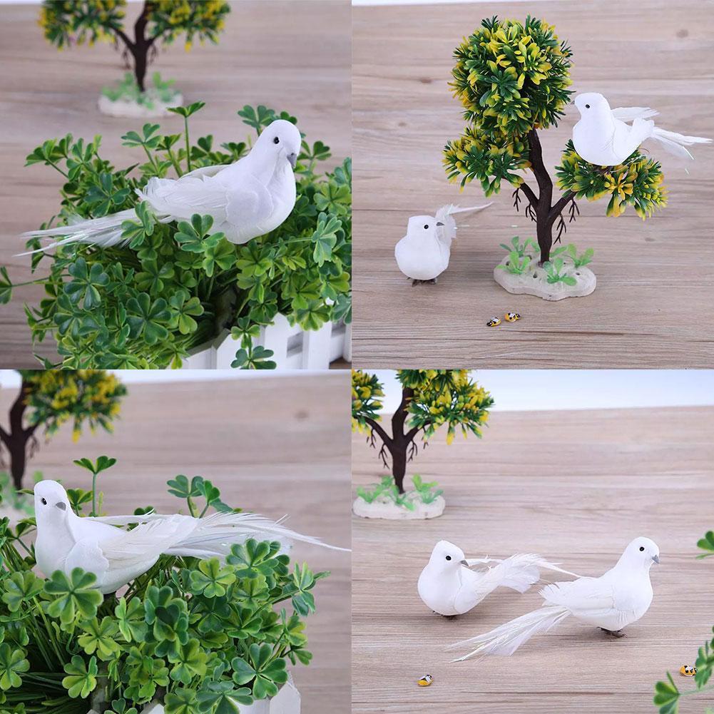 White Doves Feather Artificial Foam Lover Peace Couple a Pair Doves Bird Home Decor Simulation Figurines Miniatures Bird Model