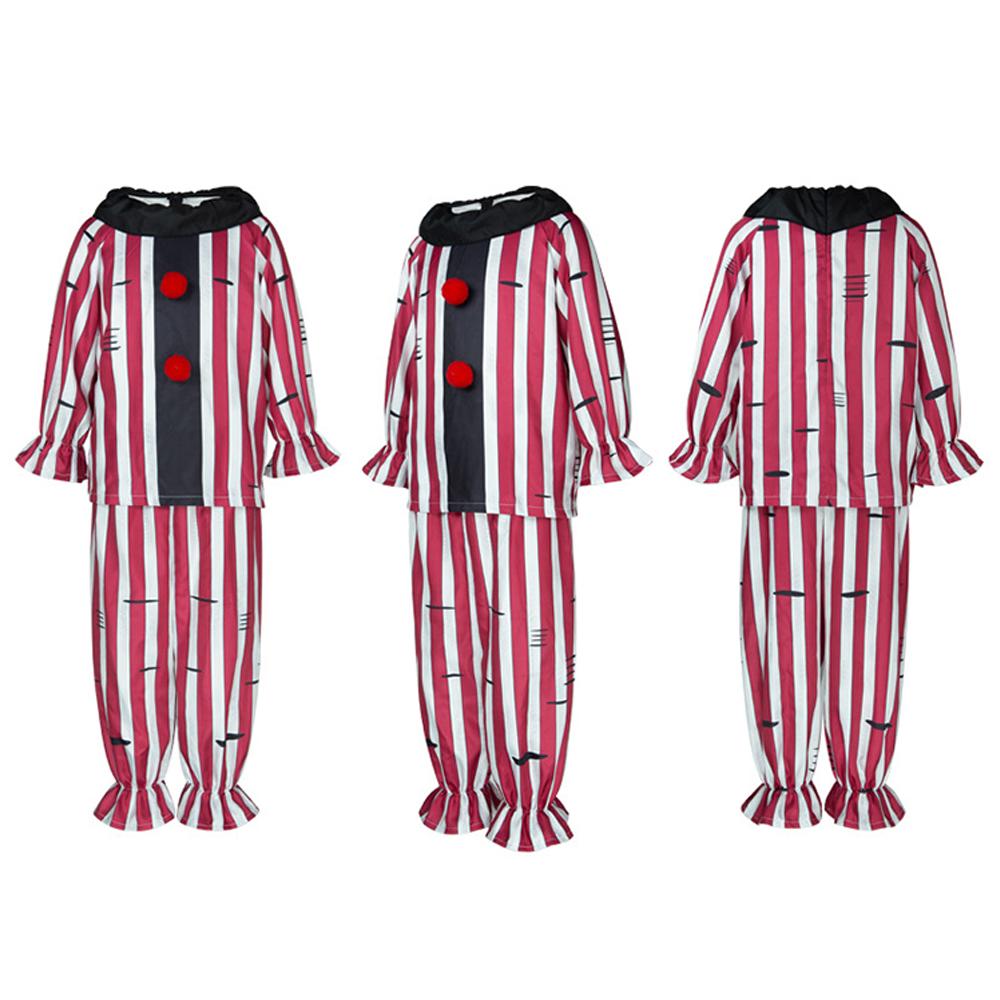 Clown Costume Red And White Vertical Striped Loose-fitting Outfit With Pleated Top Pants Adult Prank Costume Halloween Costume