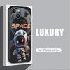 Luxury Space Astronaut Phone Case for iPhone 16 Pro 13 Pro 14 XR 12 Mini 15 Pro Max XS X 7 8 SE 11 13pro Cover Black Soft