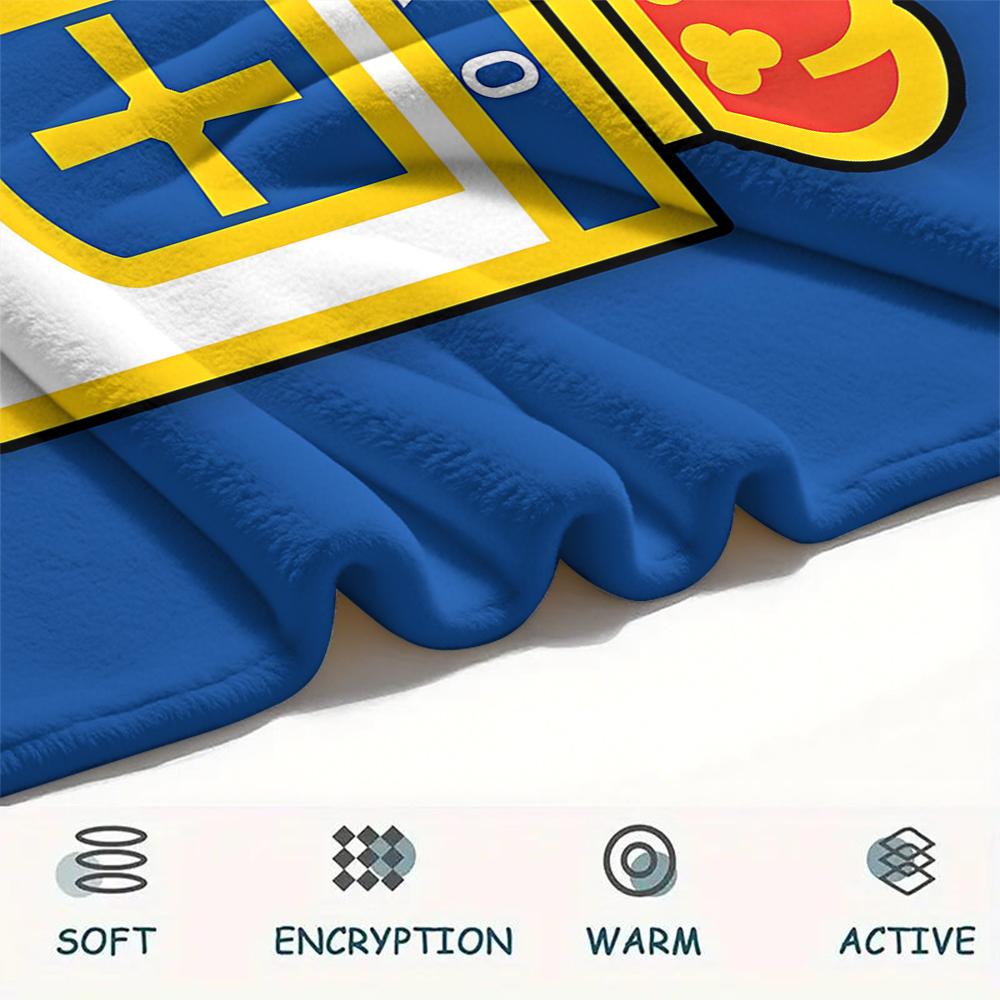 1PC Real Madrid CF Print Flannel Blanket, High Quality All Seasons, Home Decor, Warmth and Comfort, Perfect for Christmas Gifts