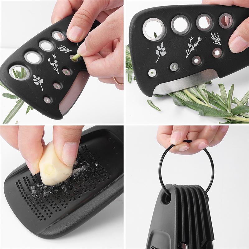 

Kitchen Gadgets Set, Space Saving, Cheese Grater, Bottle Opener, Fruit Vegetable Peeler, Pizza Cutter, Garlic Grinder-B61B чёрный