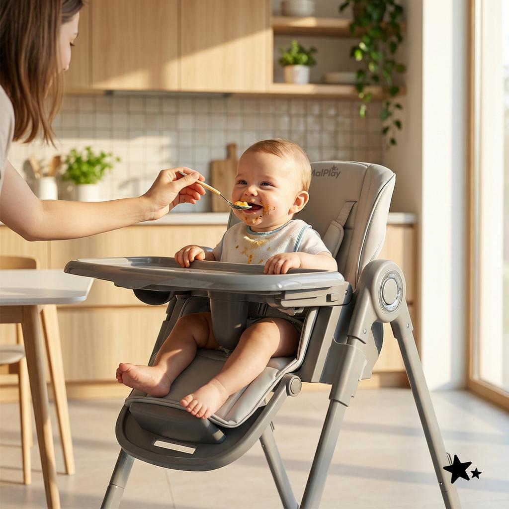 Savro 2-in-1 Folding Baby Highchair With Adjustable Tray And Straps