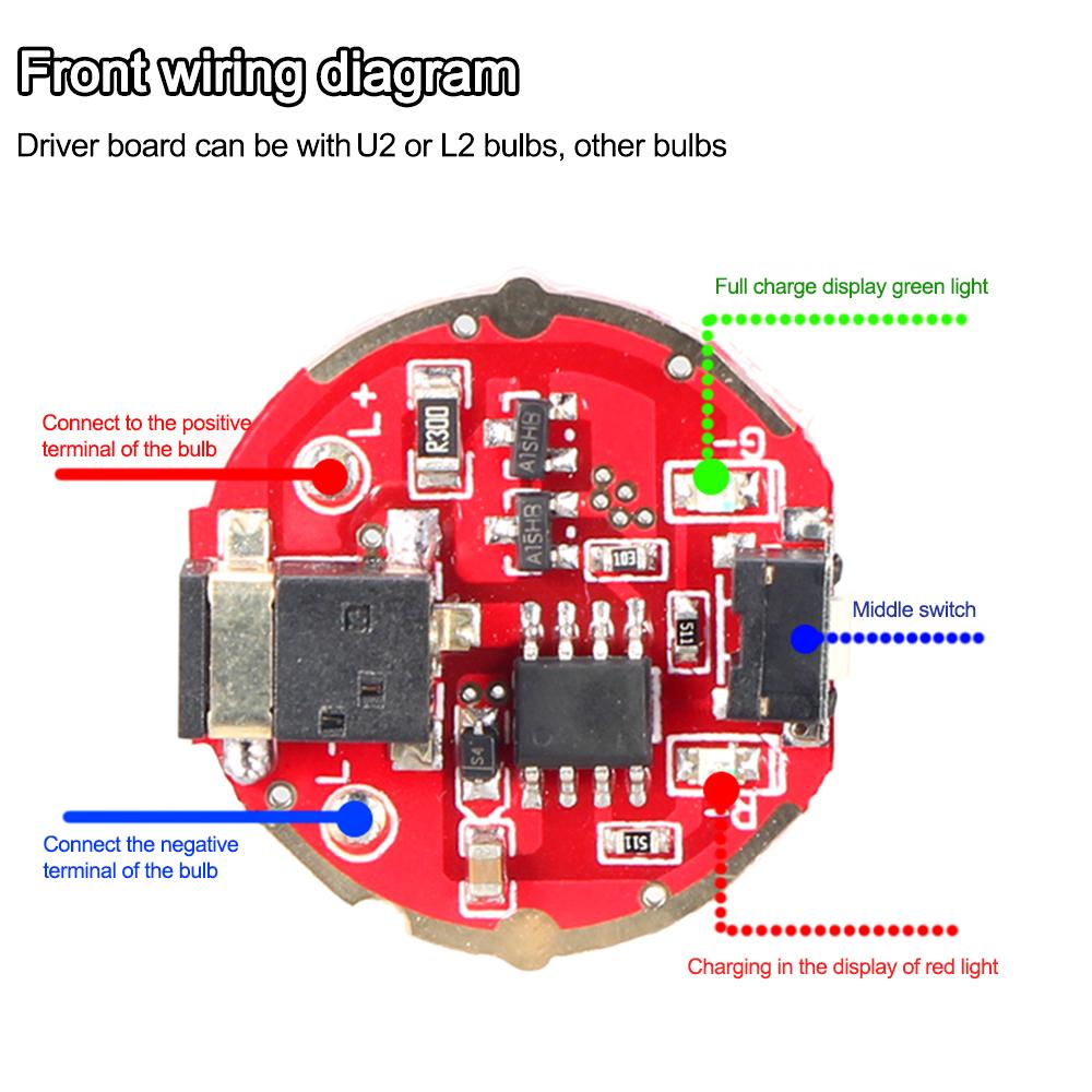 25/26/28mm Micro USB / 3.5mm DC Charge Port Driver Board Middle Switch Drive Circuit Plate for T6 L2 LED Rechargeable Flashlight