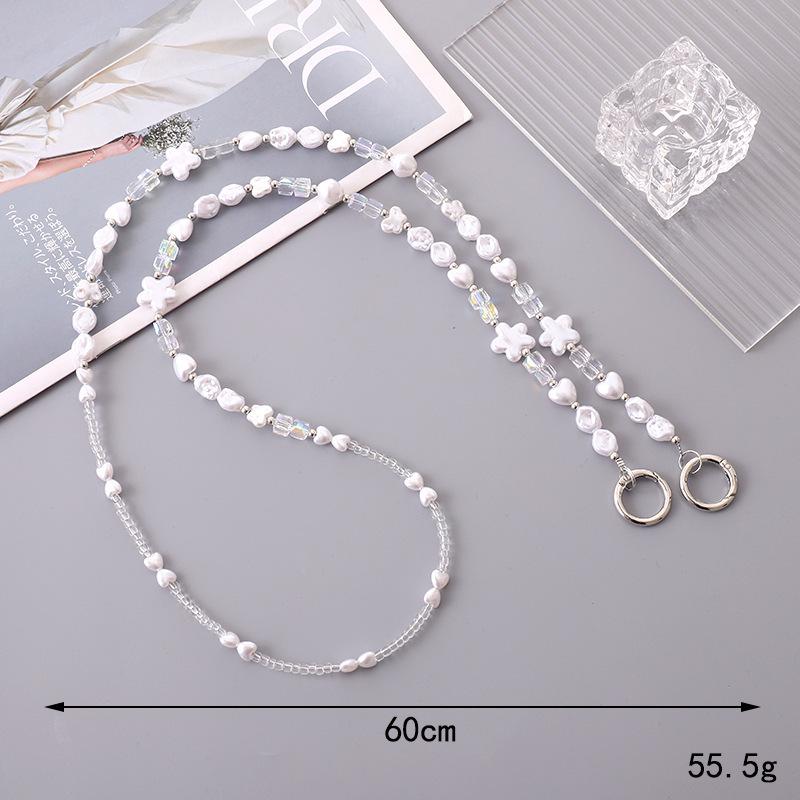 Yi Lian Handmade ABS Pearl Beaded Crossbody Bag & Phone Lanyard Strap