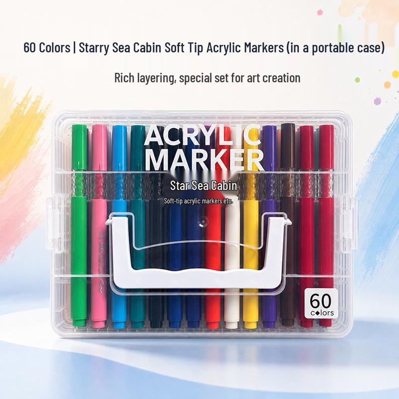 Washable Soft Tip Acrylic Marker Pen - Non-Bleeding, Stackable, Ideal for Students and Graffiti Art