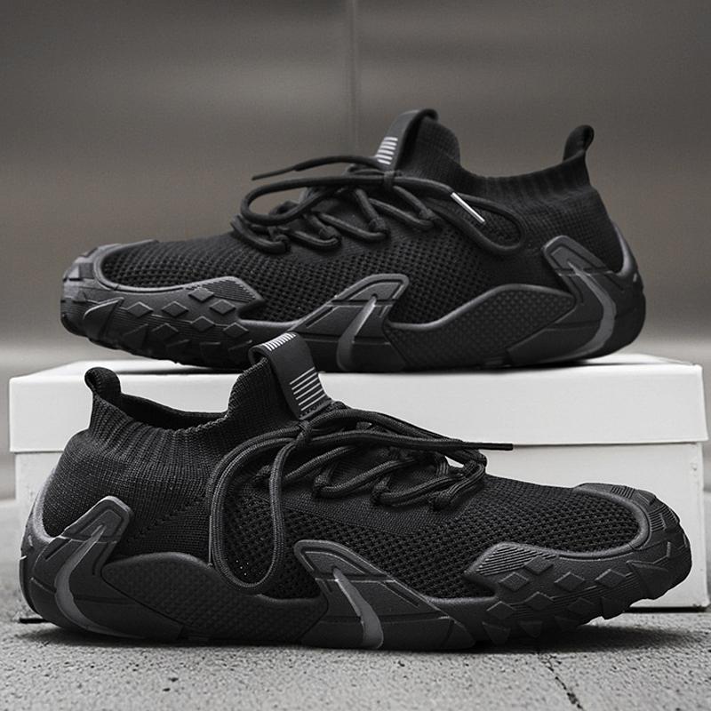 Flying woven casual board shoes sports mesh trendy shoes popular lace-up men's shoes new spring and summer breathable thin