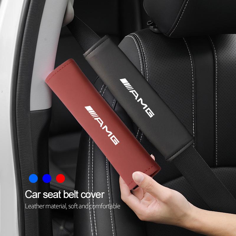 LVCF8 Car Seat Belt Cover Leather Shoulder Protection Cover For Mercedes Benz AMG W223 W213 W206 W464 W247 W167 W166 W222 W205 W204