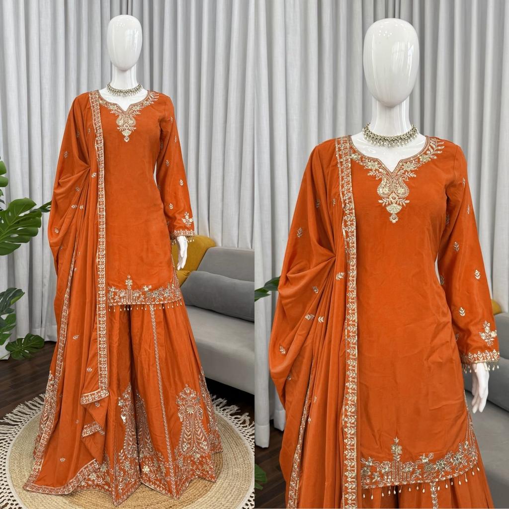 Designer Paksiatni Bollywood Ethnic Sharara Suit Indian Party Wear Salwar Kameez