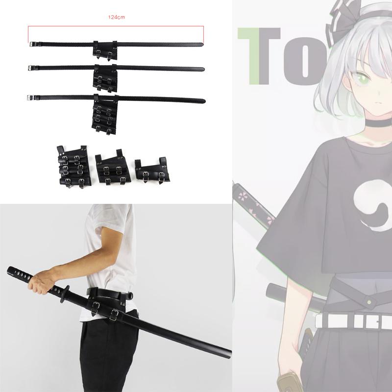 Juodas/Baltas PU Odos Katana Kardas Laikiklis Viduramžių Diržo Dėklas Helovino Rekvizitai Anime Cosplay Riteris Samurajus Nindzė Juosmens Dėklas