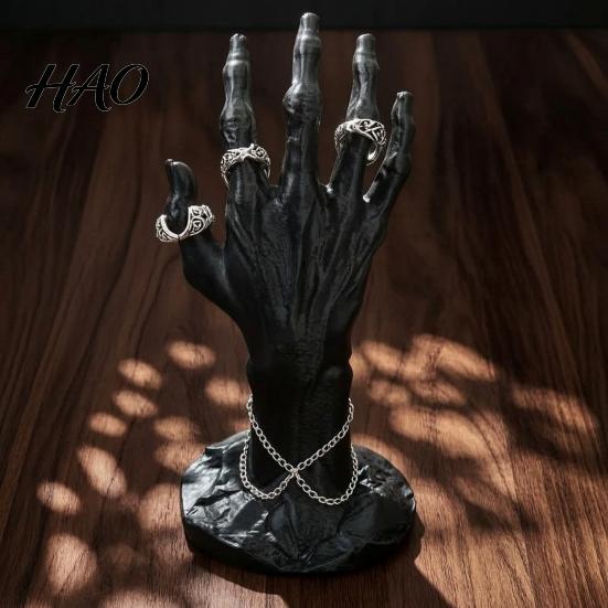 Artistic Room Decoration 3D Printed Skeleton Hand Jewelry Display Stand for Rings Earrings, Gothic Organizer Ghost Bracelet Watch, Ring Holder