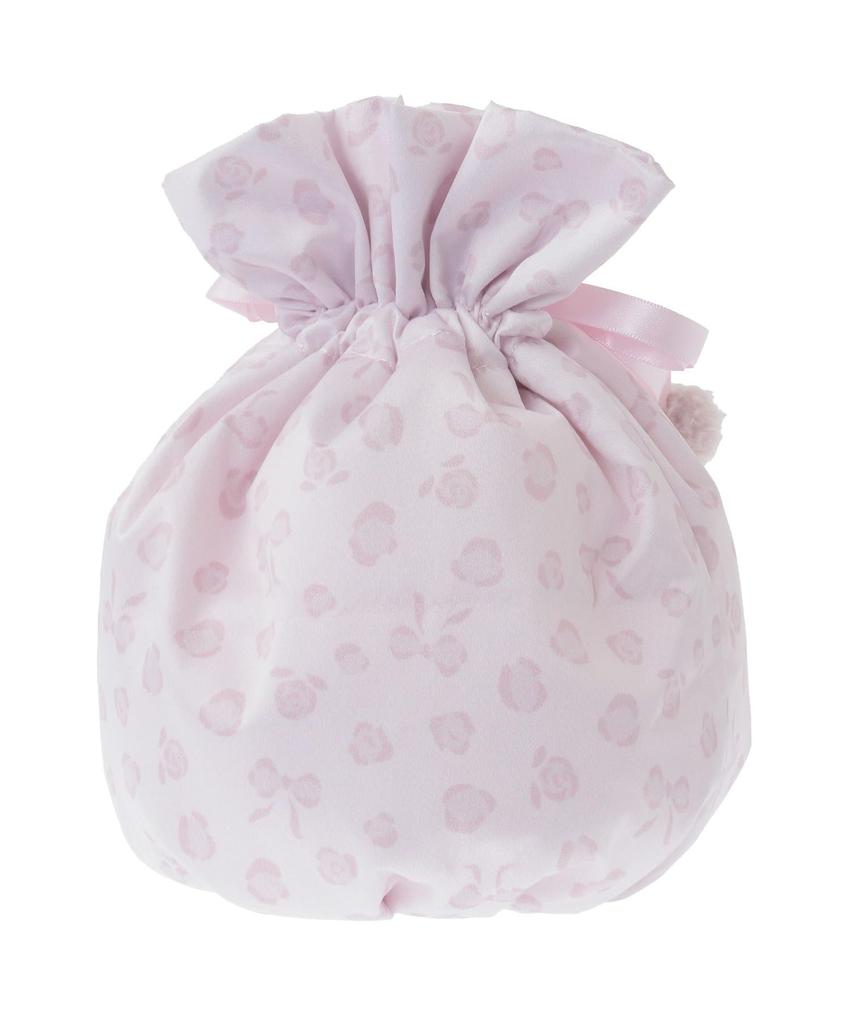 Maison de FLEUR Ribbon Leopard Print Drawstring Pouch, Light Pink, Size F, PouchDrawstring Bag, 08000554600