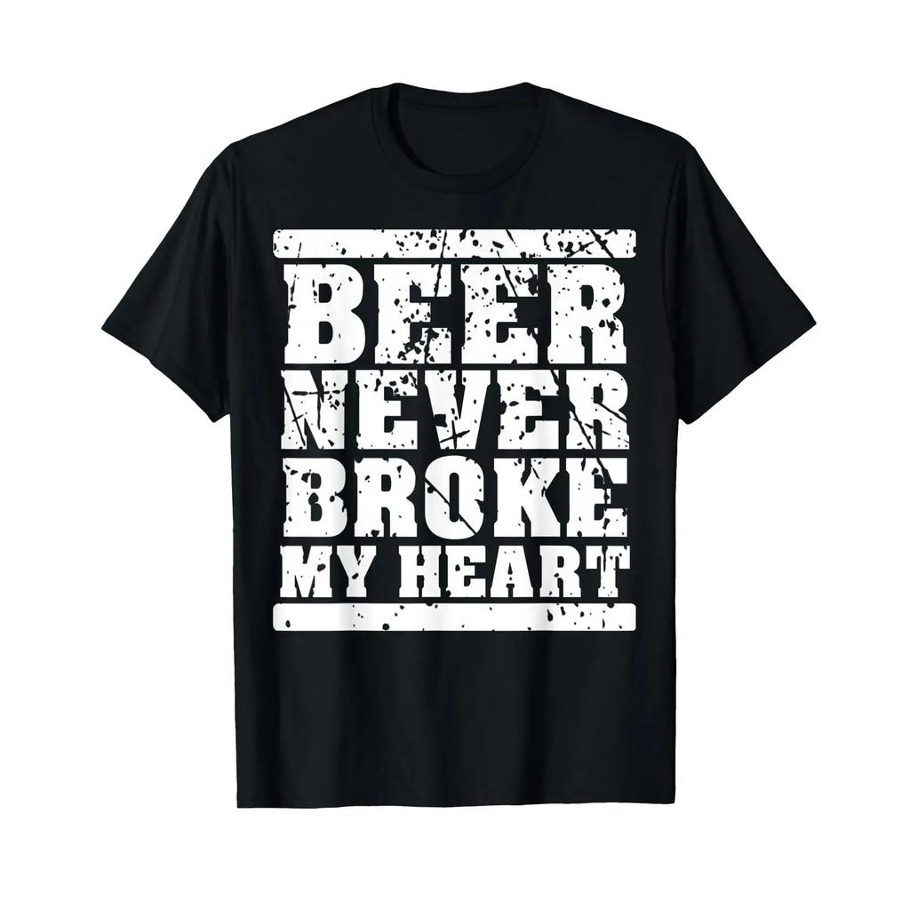 Funny Retro Vintage Beer Never Broke My Heart Festival T Shirt Black S Vintage Fashion Stretched Designer Clothes