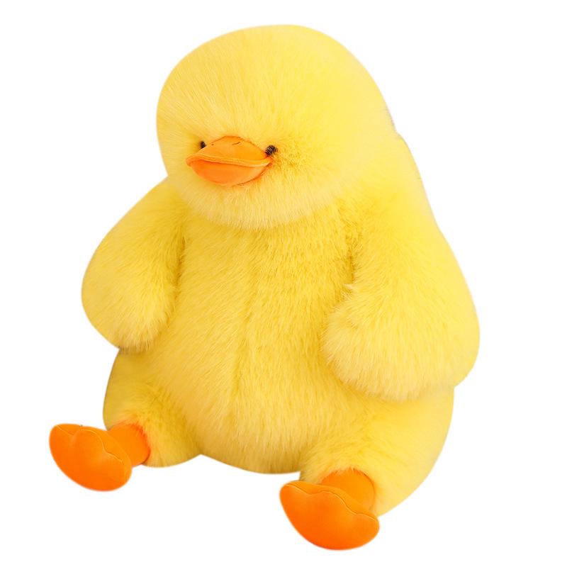 Adorable Yellow Long-Haired Plush Duck Doll - Huggable Stuffed Animal Pillow Gift