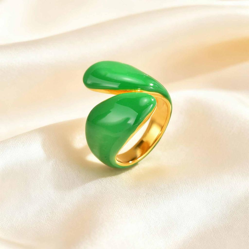 Charming Water Drop Ring for Women Girls,Simple High Grade Stainless Steel Open Engagement Ring,Asymmetric Design Jewelry Gifts