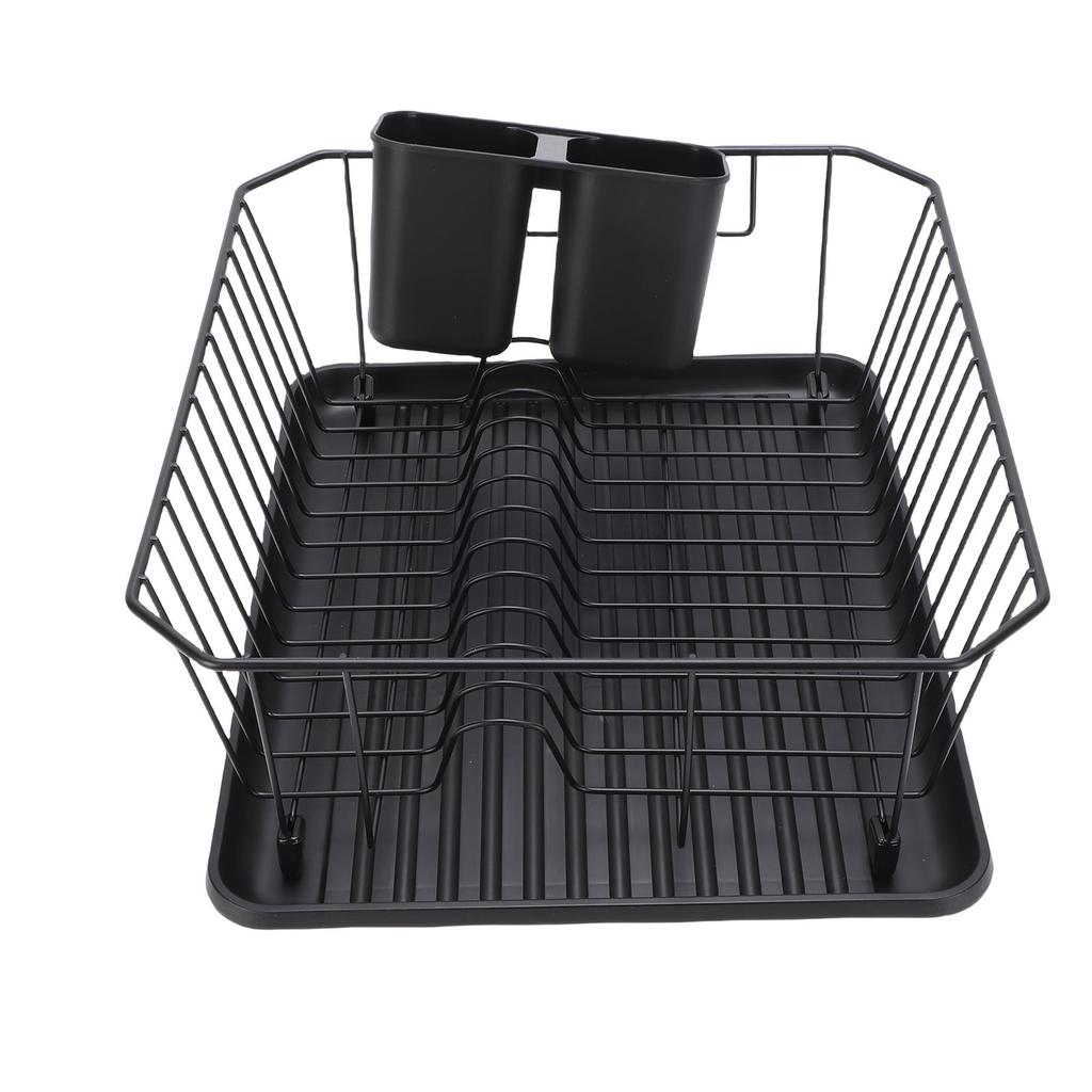 Dish Drying Rack Iron Dish Drainer Rack with Utensil Holder for Kitchen Counter Sink Spoons and Forks