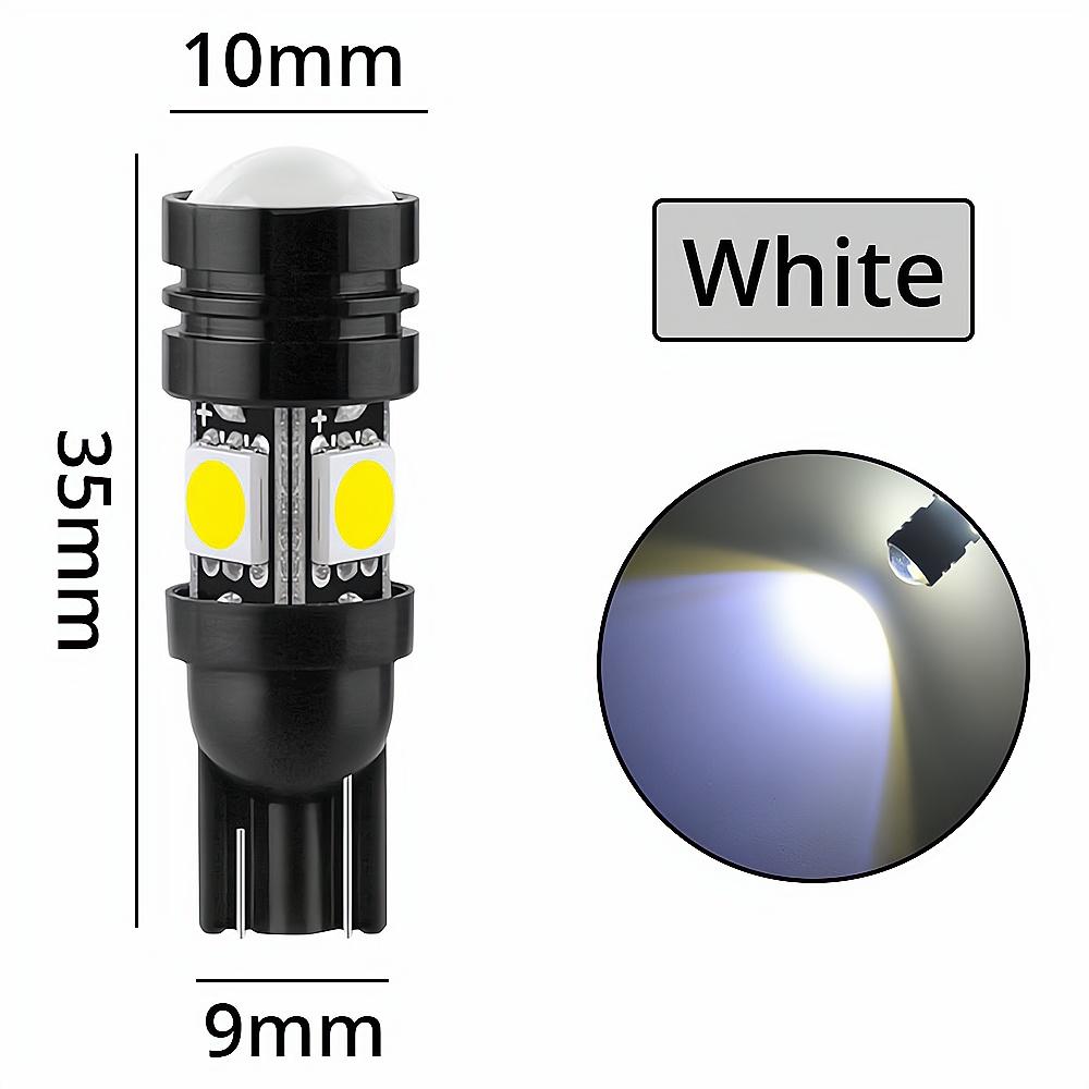 

2 шт., стоп-сигнал, 12 В, автомобильная дневная лампа T10 4SMD 5050 3 Вт, задний ход, багажник, номерной знак, крыша, купол, чтение, водонепроницаемый 2PCS T10 White