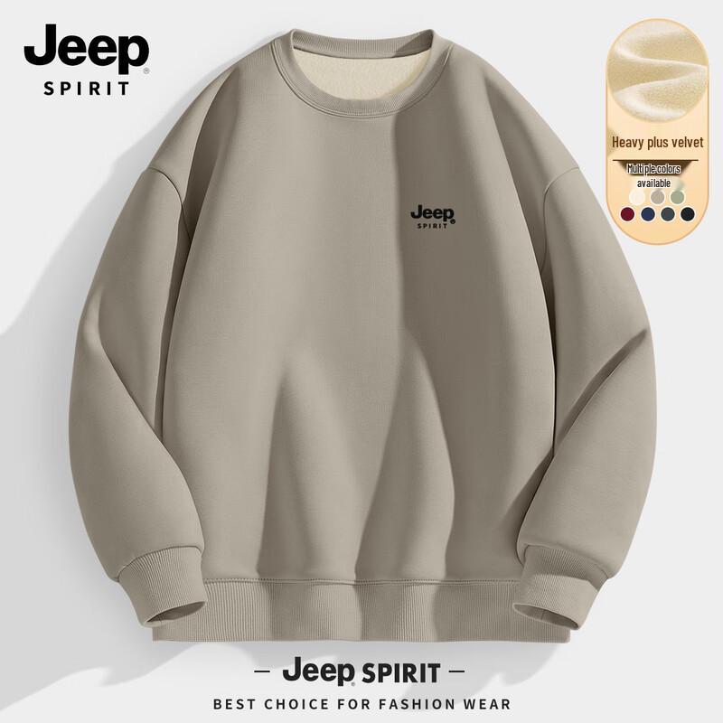 

JEEP SPIRIT Men s Loose Fit Fleece-Lined Round Neck Sweatshirt L