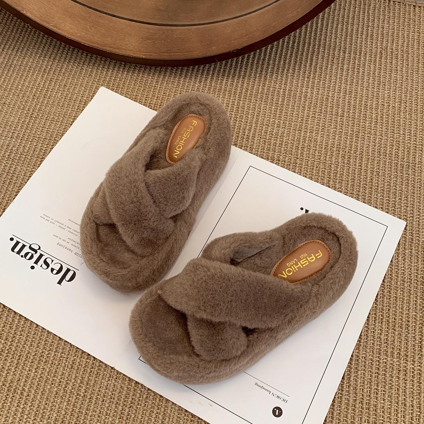 

Белые нескользящие тапочки на толстой подошве Queen Fan для женской верхней одежды 2025 новая осень и зима универсальные увеличивающие рост шлепанцы 39 хаки