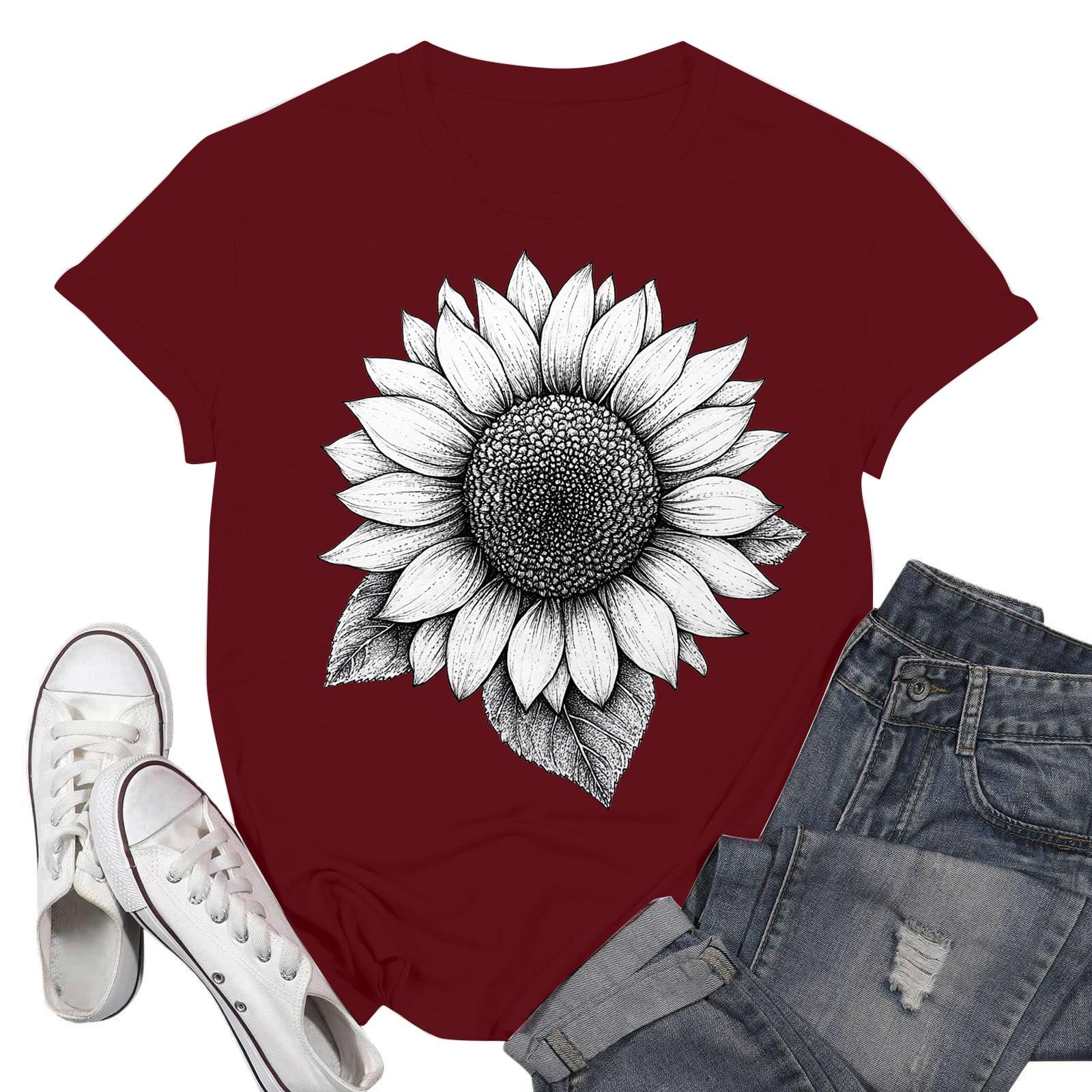 

Женские модные повседневные пуловеры с короткими рукавами и круглым вырезом с принтом XL винный